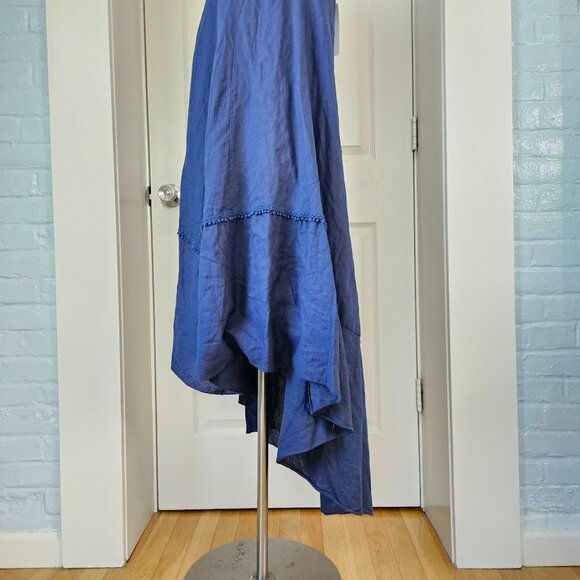 Cristina Vergani Silk Linen Blue Dress Maxi Sleeveless Boho New Tags Medium Long - Picture 8 of 11